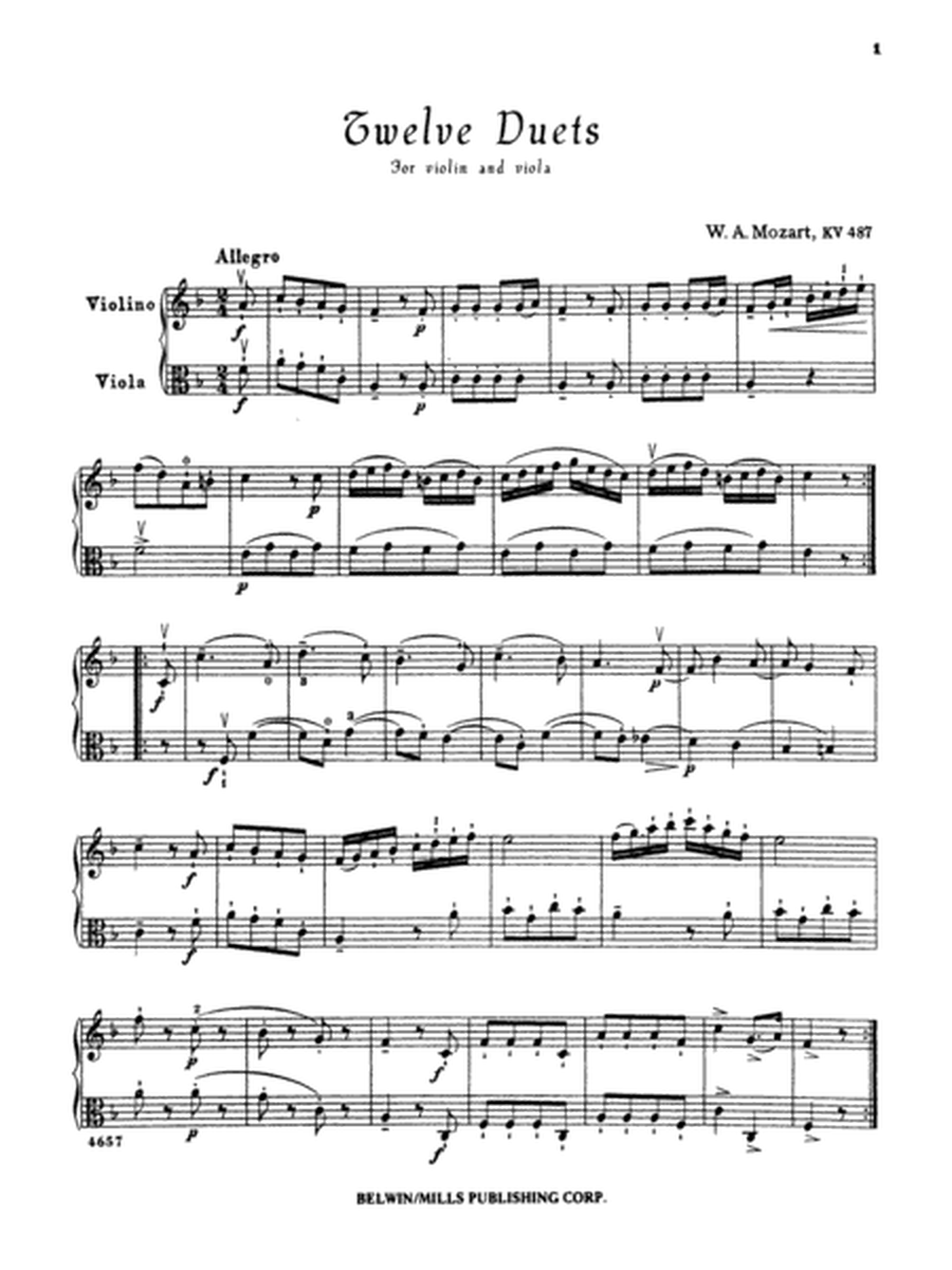Mozart: Twelve Duets, K. 487 (Arranged)