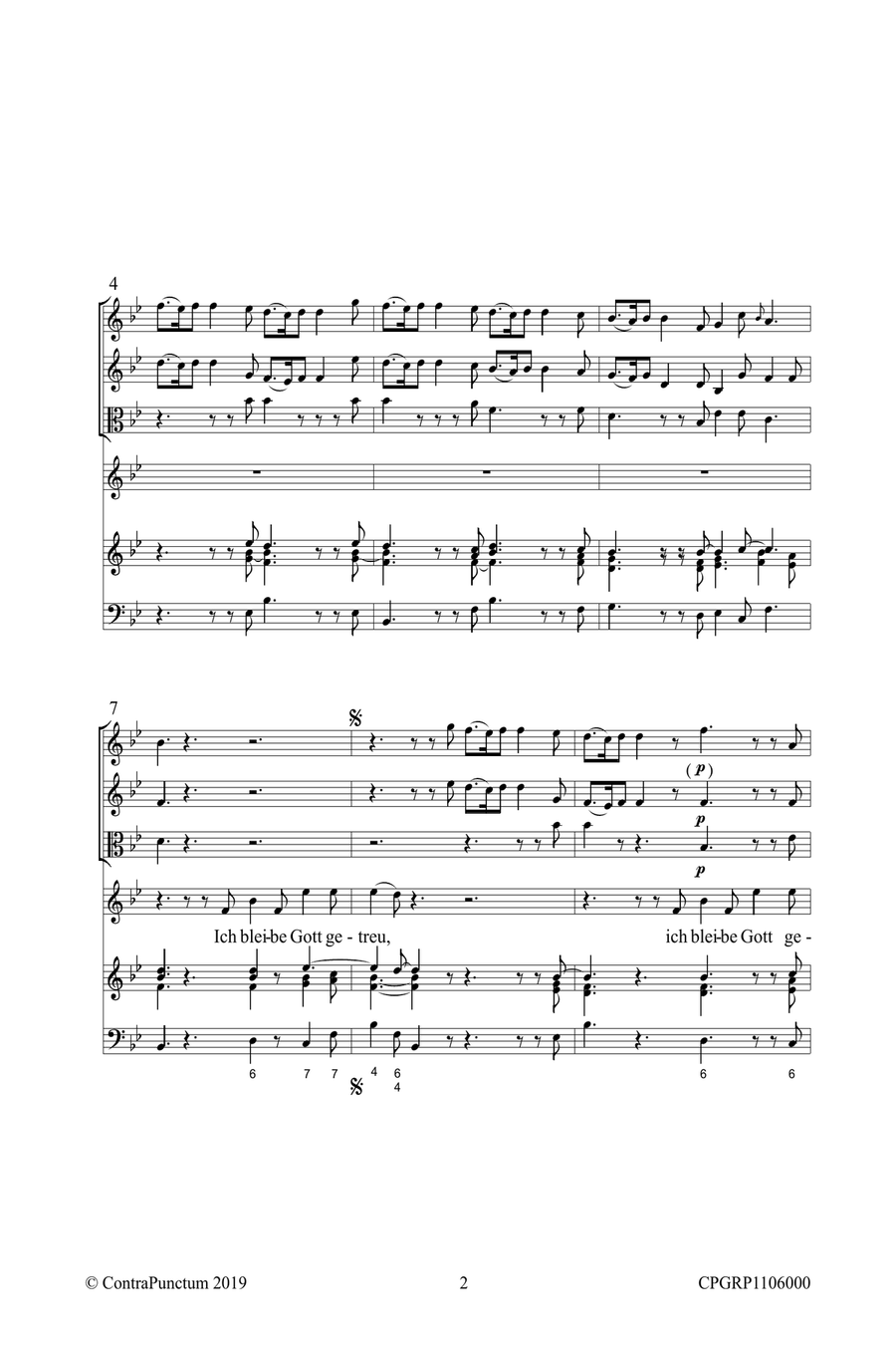 Graupner Christoph Cantata Ich bleibe Gott getreu GWV 1106/19 Small Ensemble scores gallery preview page 6