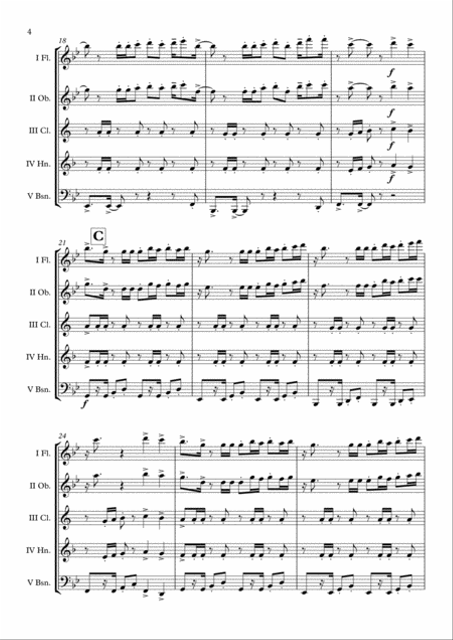 Despacito Woodwind Quintet scores gallery preview page 5
