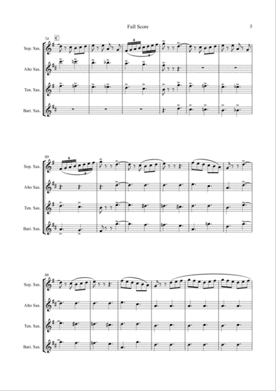 Merrie England Jig for Saxophone Quartet (SATB) Saxophone Quartet scores gallery preview page 6
