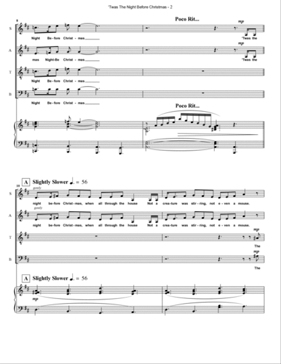 TWAS THE NIGHT BEFORE CHRISTMAS 4-Part scores gallery preview page 2