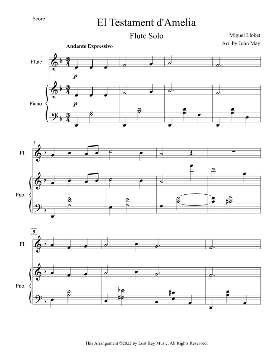 El Testament d'Amelia-Flute Solo Chamber Music scores gallery preview page 2