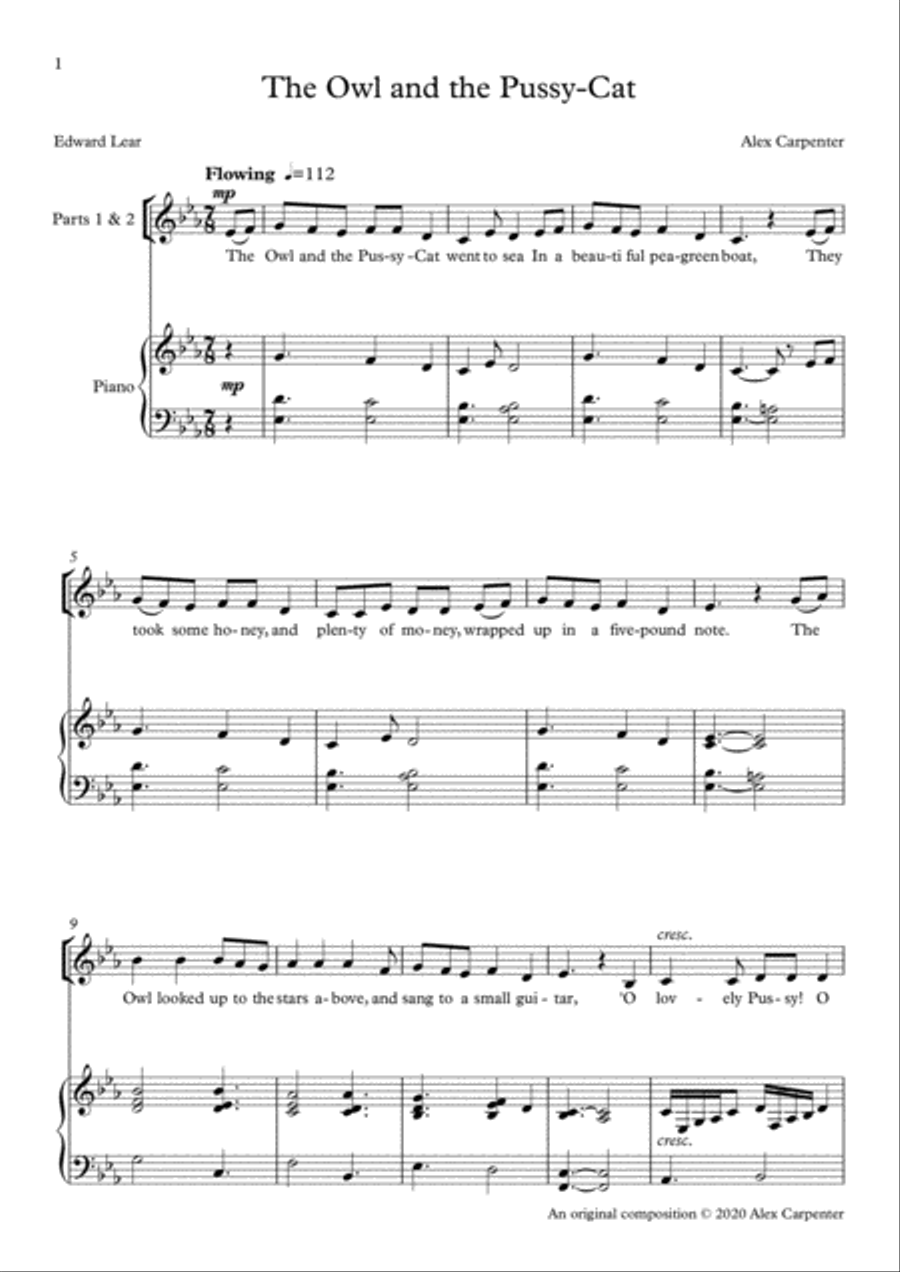 The Owl and the Pussy Cat High Voice scores gallery preview page 2