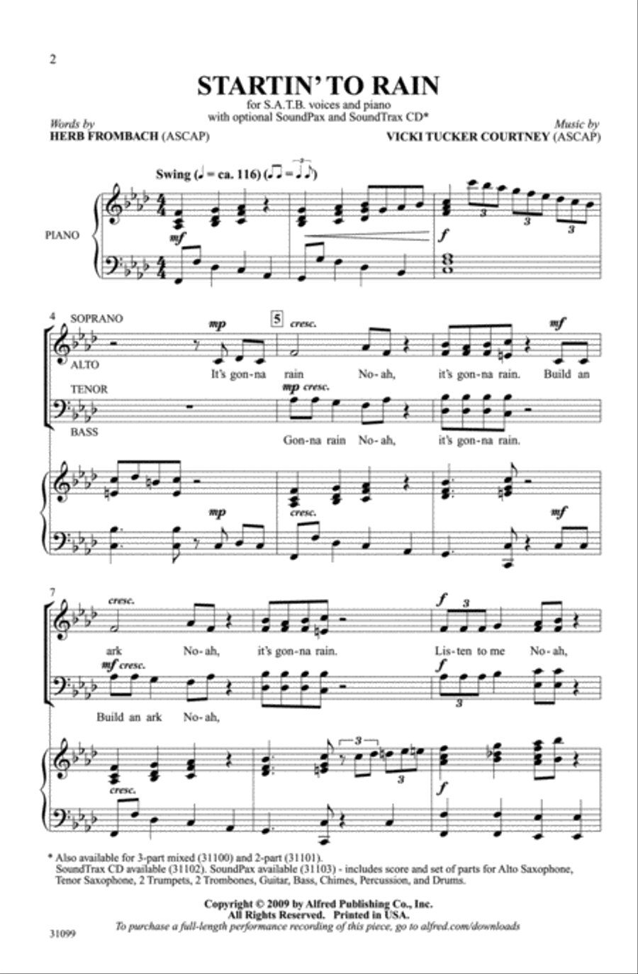 Startin' to Rain 4-Part scores gallery preview page 2