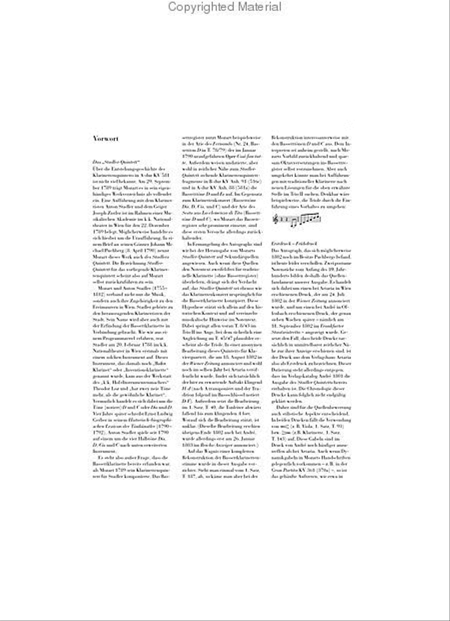 Clarinet Quintet A Major K581 and Fragment K.Anh. 91 (516c) Clarinet scores gallery preview page 2