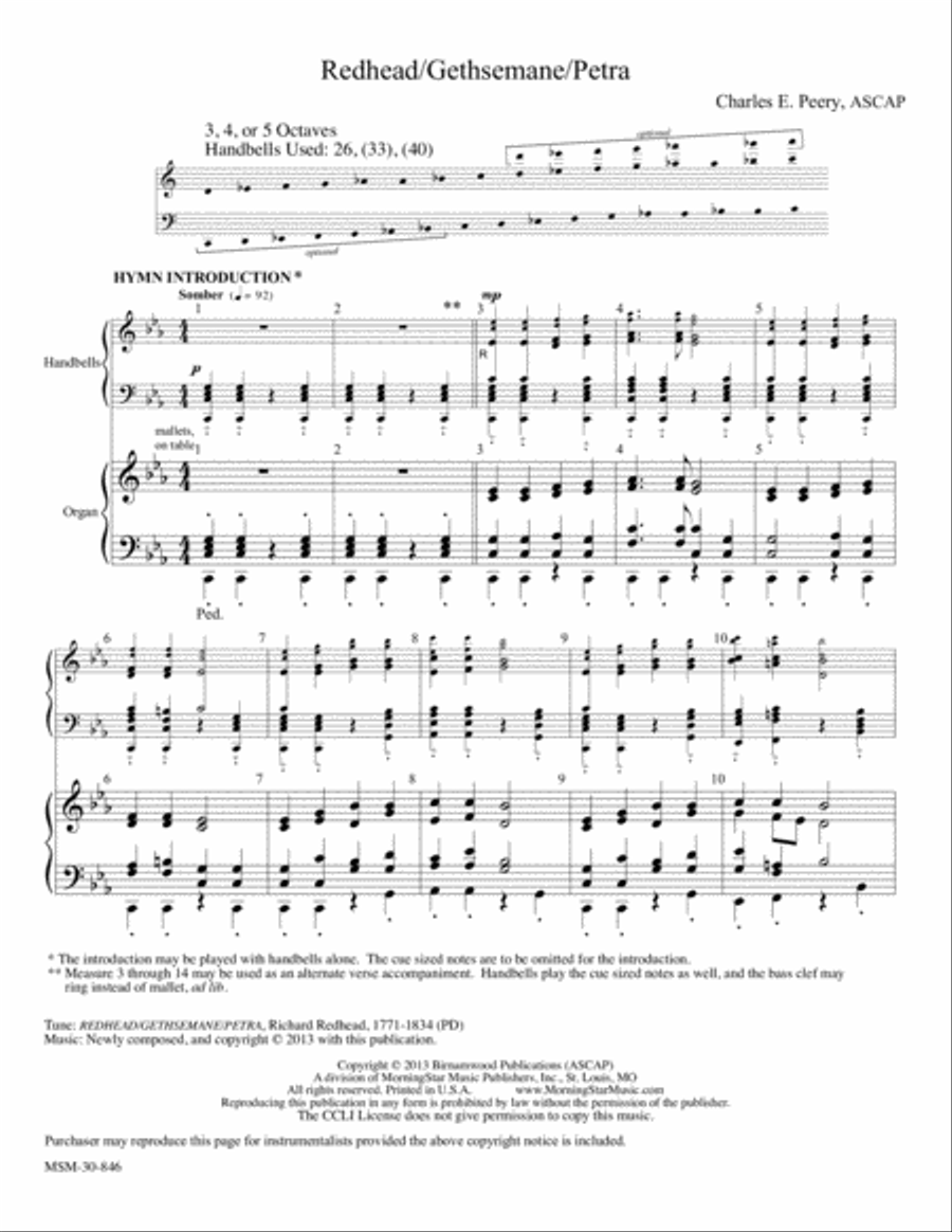 Redhead/Gethsemane/Petra Choir scores gallery preview page 1