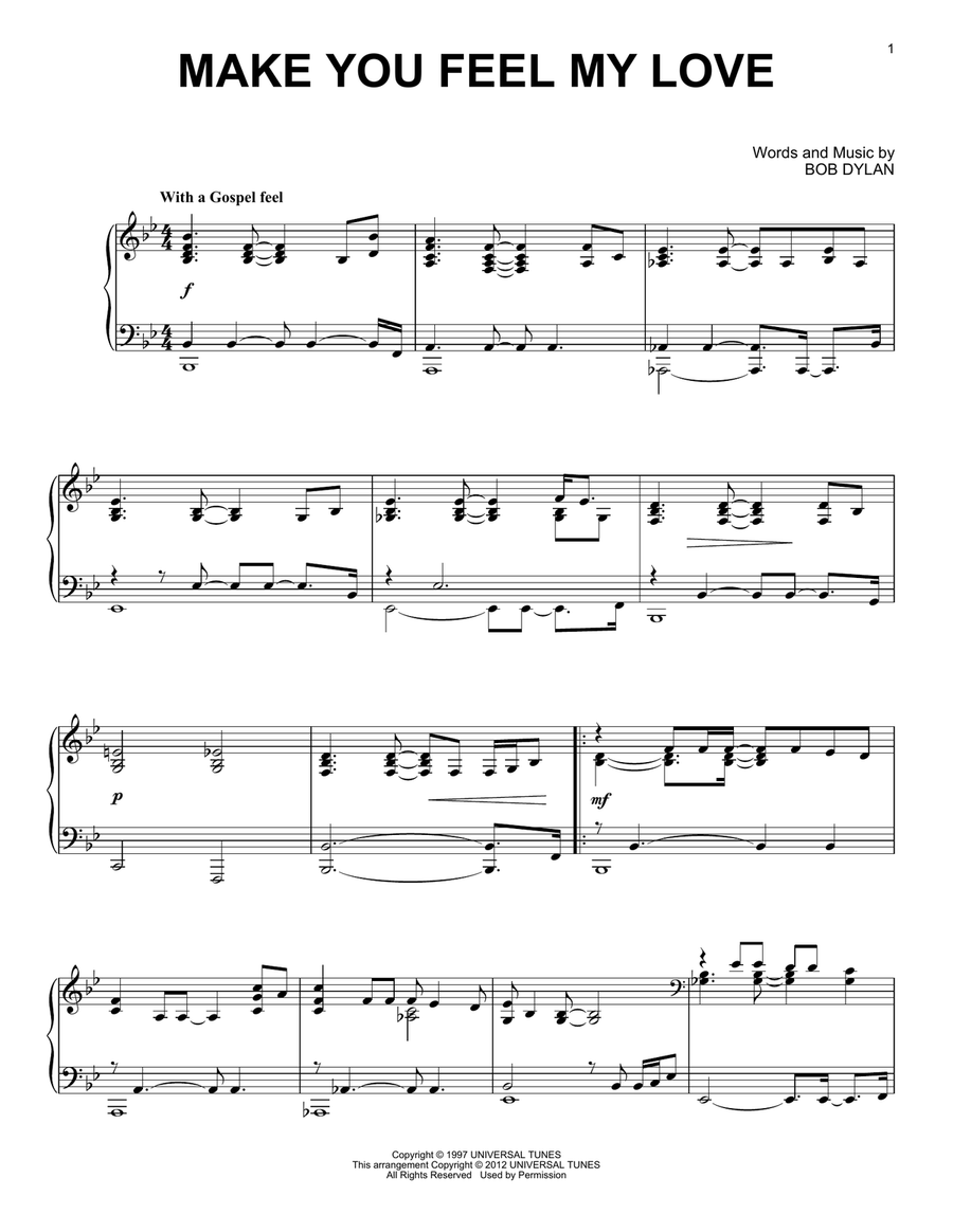 Make You Feel My Love Piano Solo scores gallery preview page 1