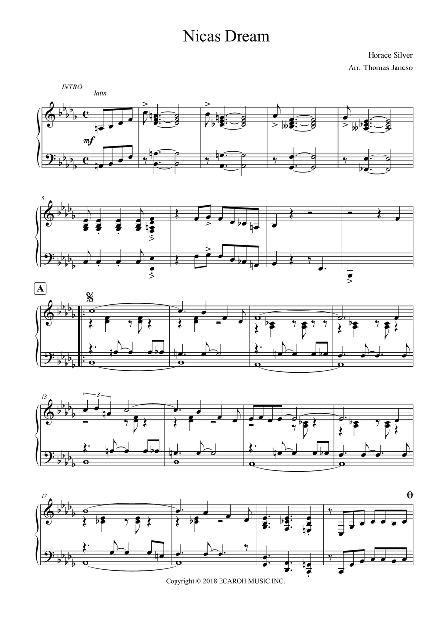Nica's Dream Piano Solo scores gallery preview page 1