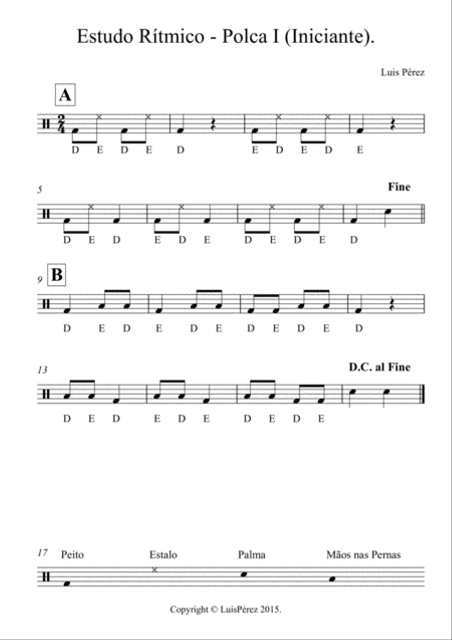 Estudo Rítmico - Polca (iniciante) Percussion scores gallery preview page 1