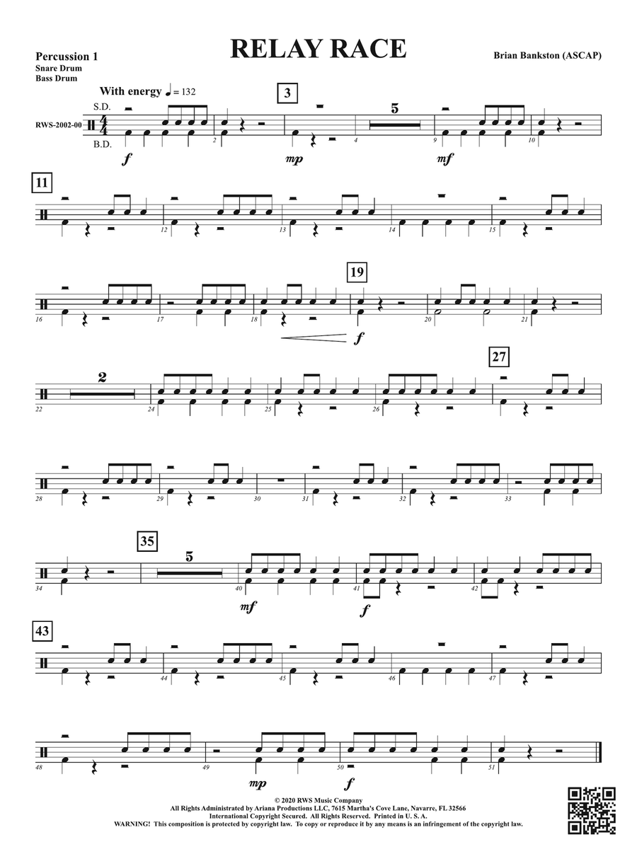 Relay Race: 1st Percussion Percussion scores gallery preview page 1