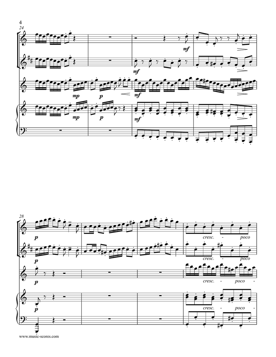 Handel: Arrival of the Queen of Sheba - Flute, Clarinet (high or low version), Violin, Piano Small Ensemble scores gallery preview page 4