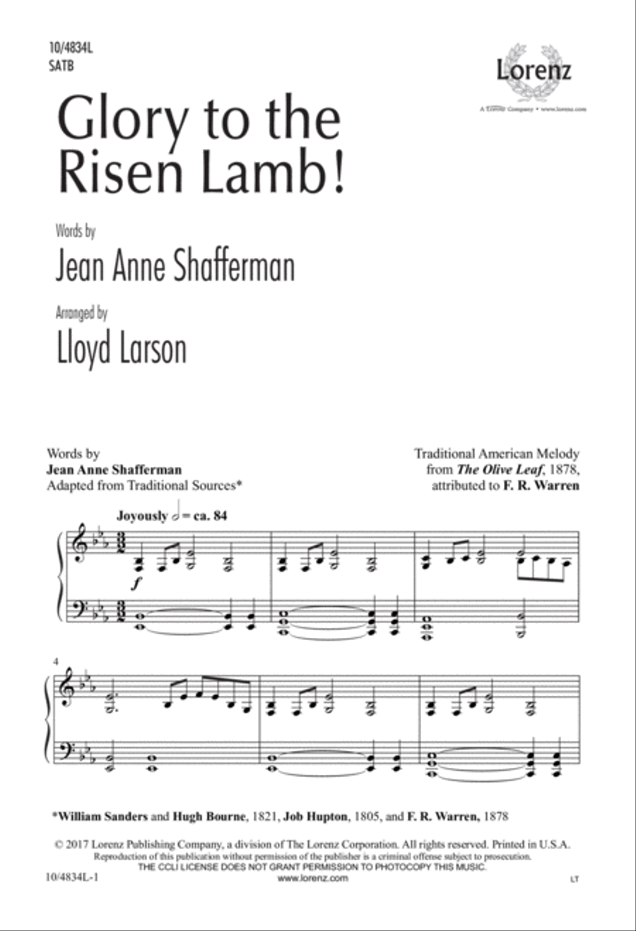 Glory to the Risen Lamb! 4-Part scores gallery preview page 1