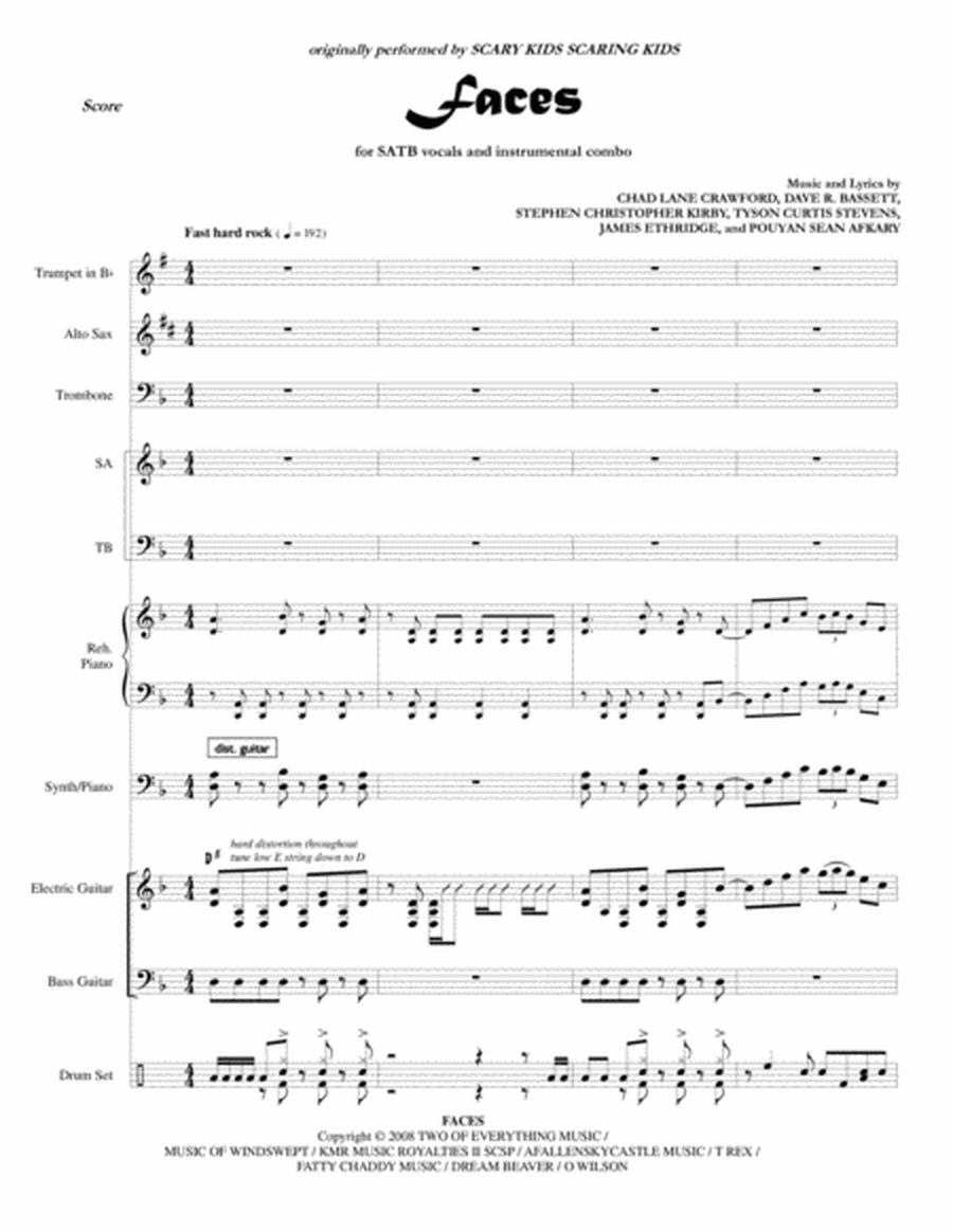 Faces - SATB Choir - Instrumental Set