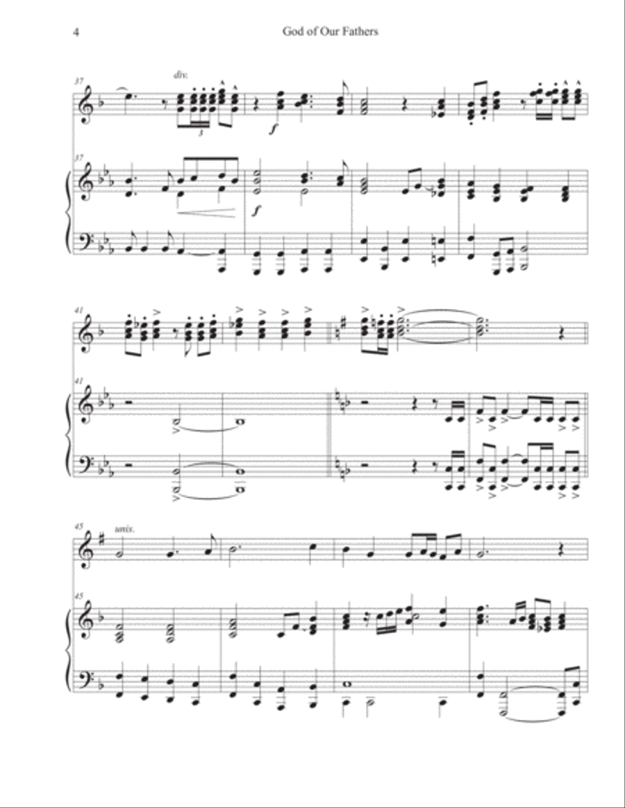 God of Our Fathers (Trumpet Trio - Piano) Trumpet Trio scores gallery preview page 4