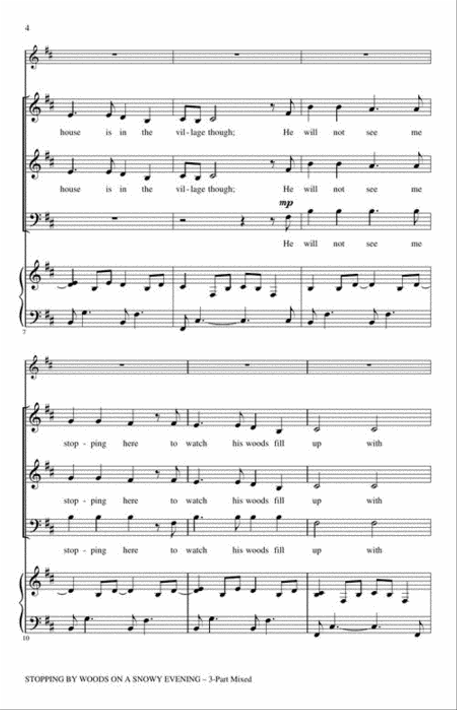 Stopping by Woods on a Snowy Evening 3-Part scores gallery preview page 5
