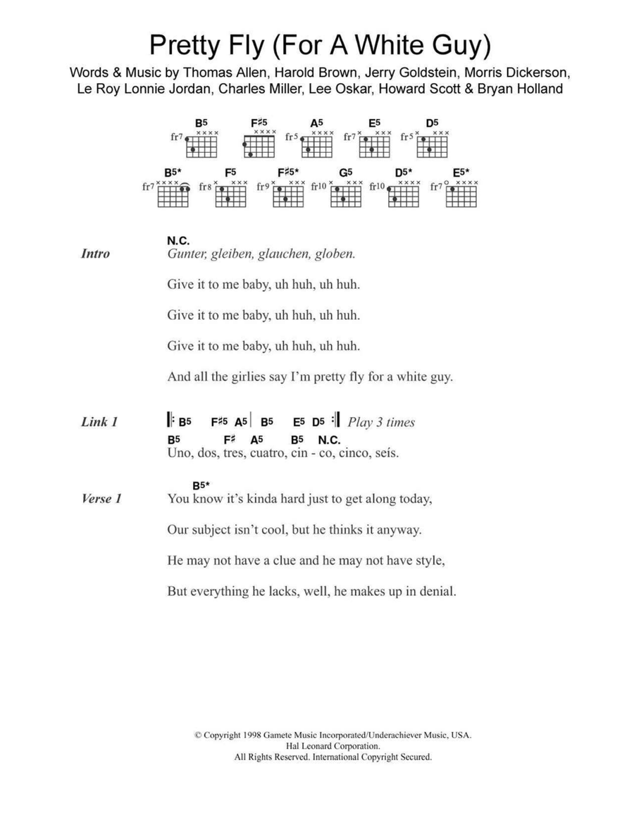 Pretty Fly (For A White Guy) Acoustic Guitar scores gallery preview page 1