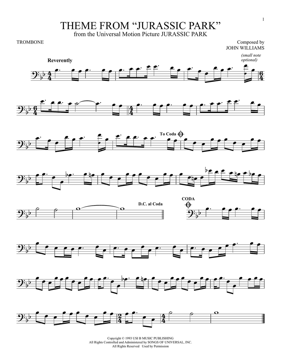Jurassic park theme deals trombone