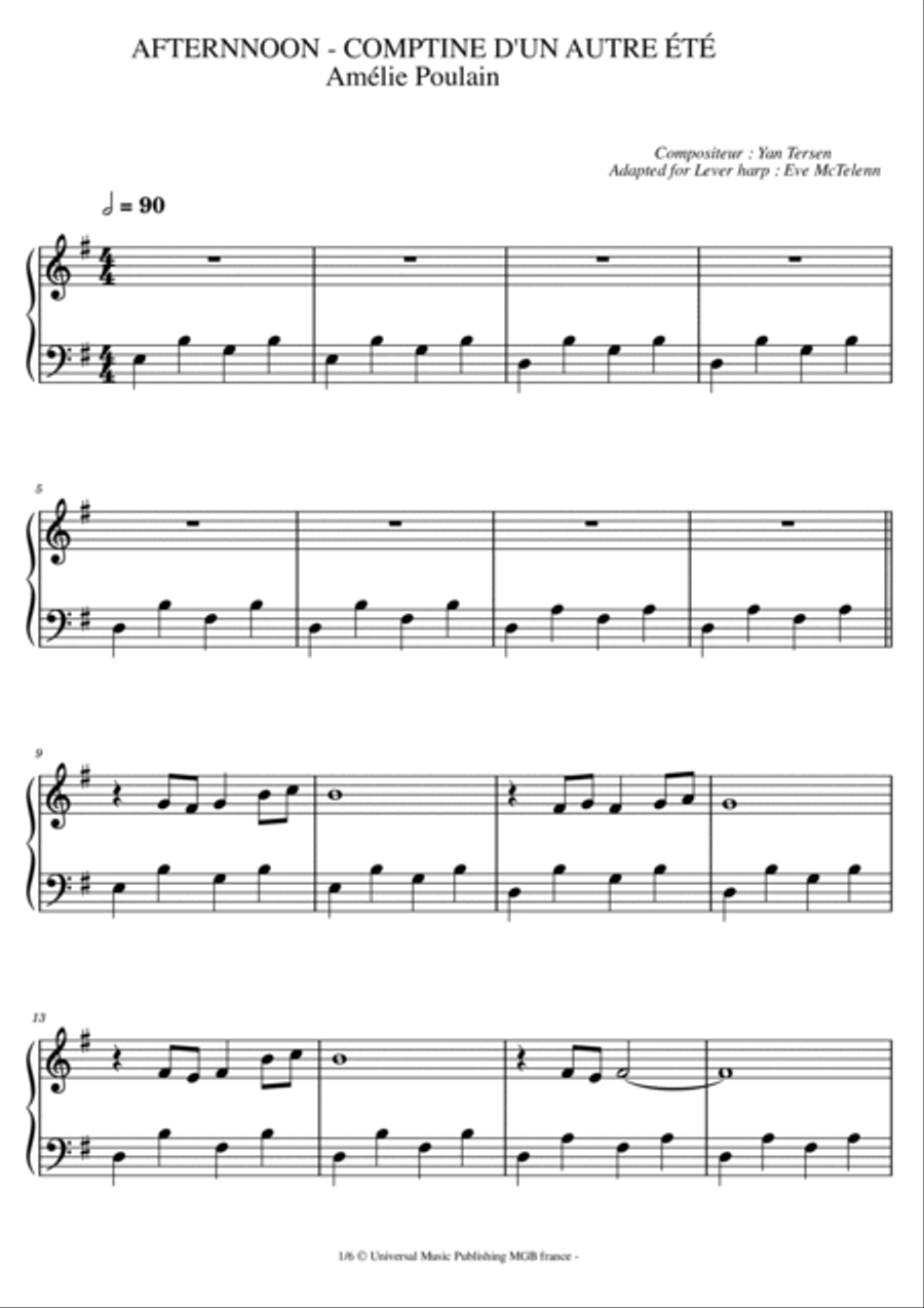 Comptine D'un Autre Ete : L'apres Midi Harp scores gallery preview page 6