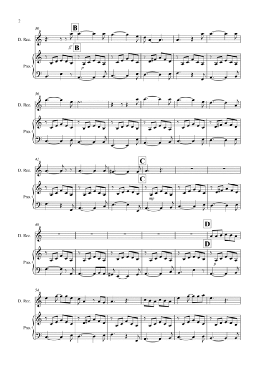 House of the Rising Sun for Descant Recorder and Piano Woodwind Duet scores gallery preview page 2