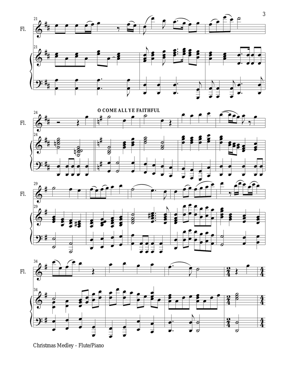 CHRISTMAS JOY MEDLEY (Flute/Piano and Flute Part) Flute Solo scores gallery preview page 3