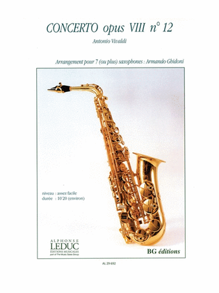 Concerto Fi/31 (rv178, Op.8/12) In C Major (saxophone Ensemble