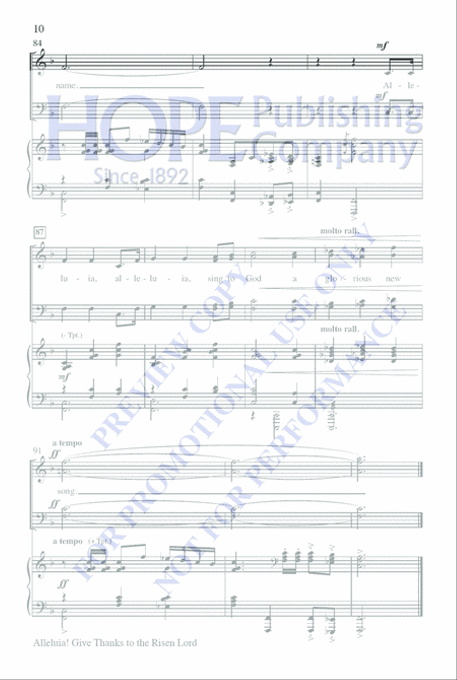 Alleluia! Give Thanks to the Risen Lord 4-Part scores gallery preview page 10