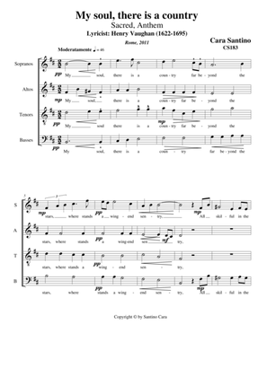 My soul, there is a country - Sacred Anthem for Choir SATB a cappella