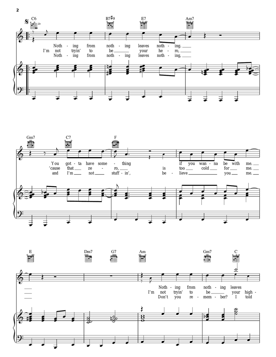 Nothing From Nothing Piano, Vocal, Guitar scores gallery preview page 2
