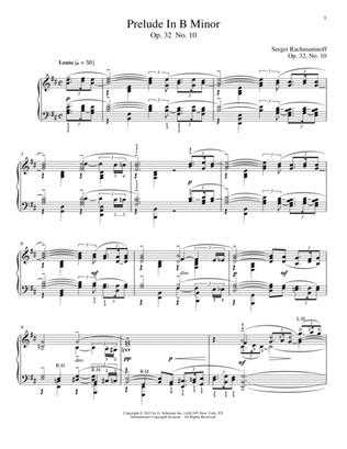 Prelude In B Minor, Op. 32, No. 10