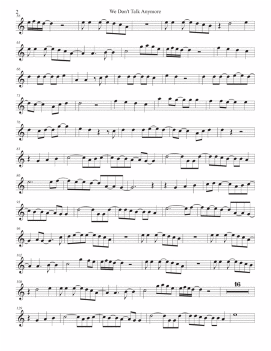 We Don't Talk Anymore Tenor Saxophone scores gallery preview page 2