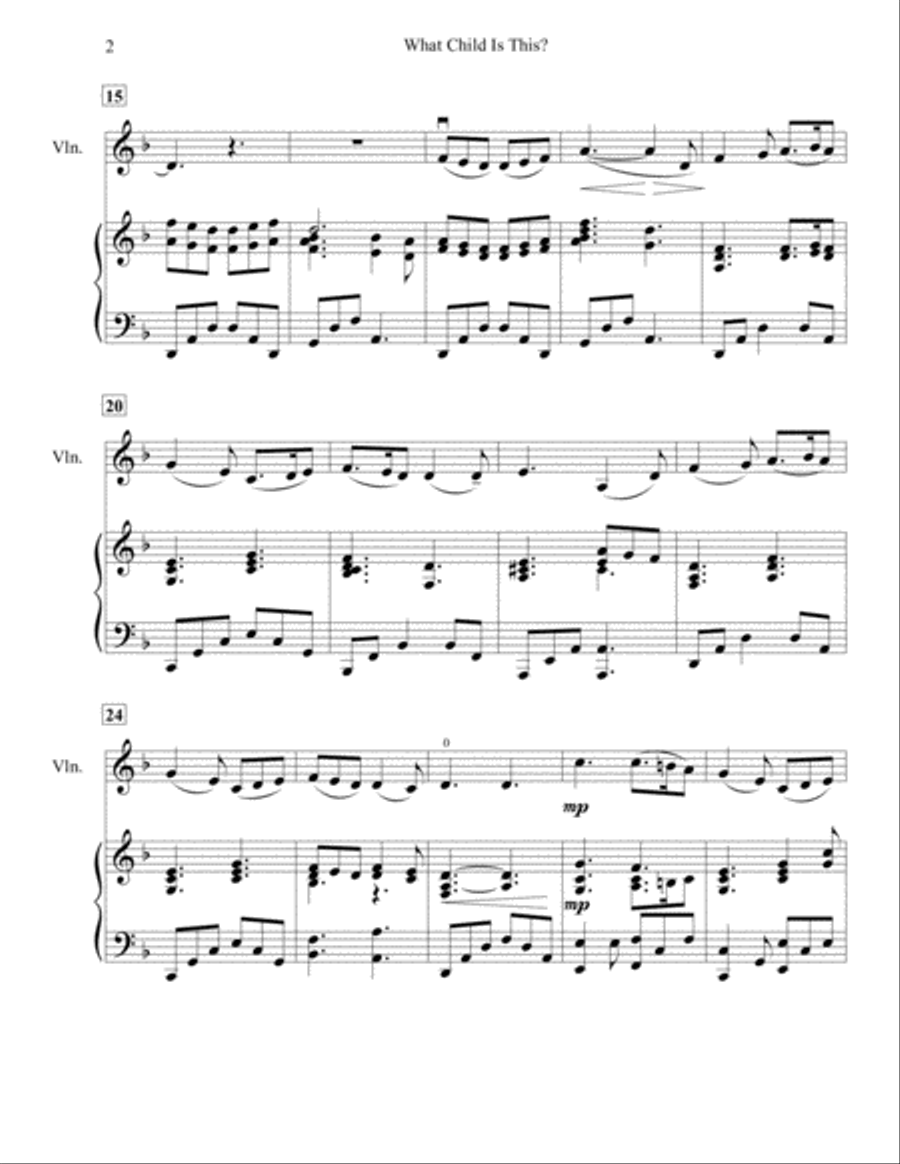 What Child is This, for Violin and Piano Violin Solo scores gallery preview page 5