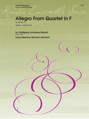 Book cover for Allegro From Quartet In F (K. 168, Mvt. 4)
