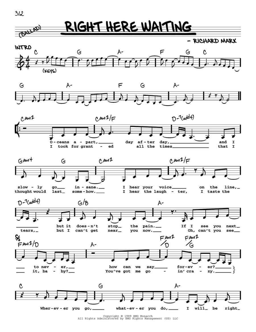 Right Here Waiting Voice scores gallery preview page 1