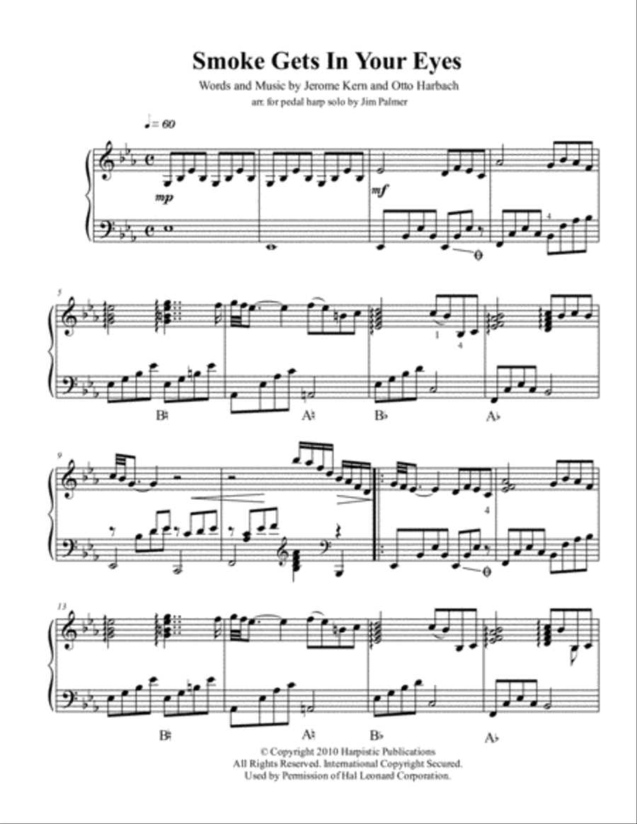 Smoke Gets In Your Eyes Harp scores gallery preview page 1