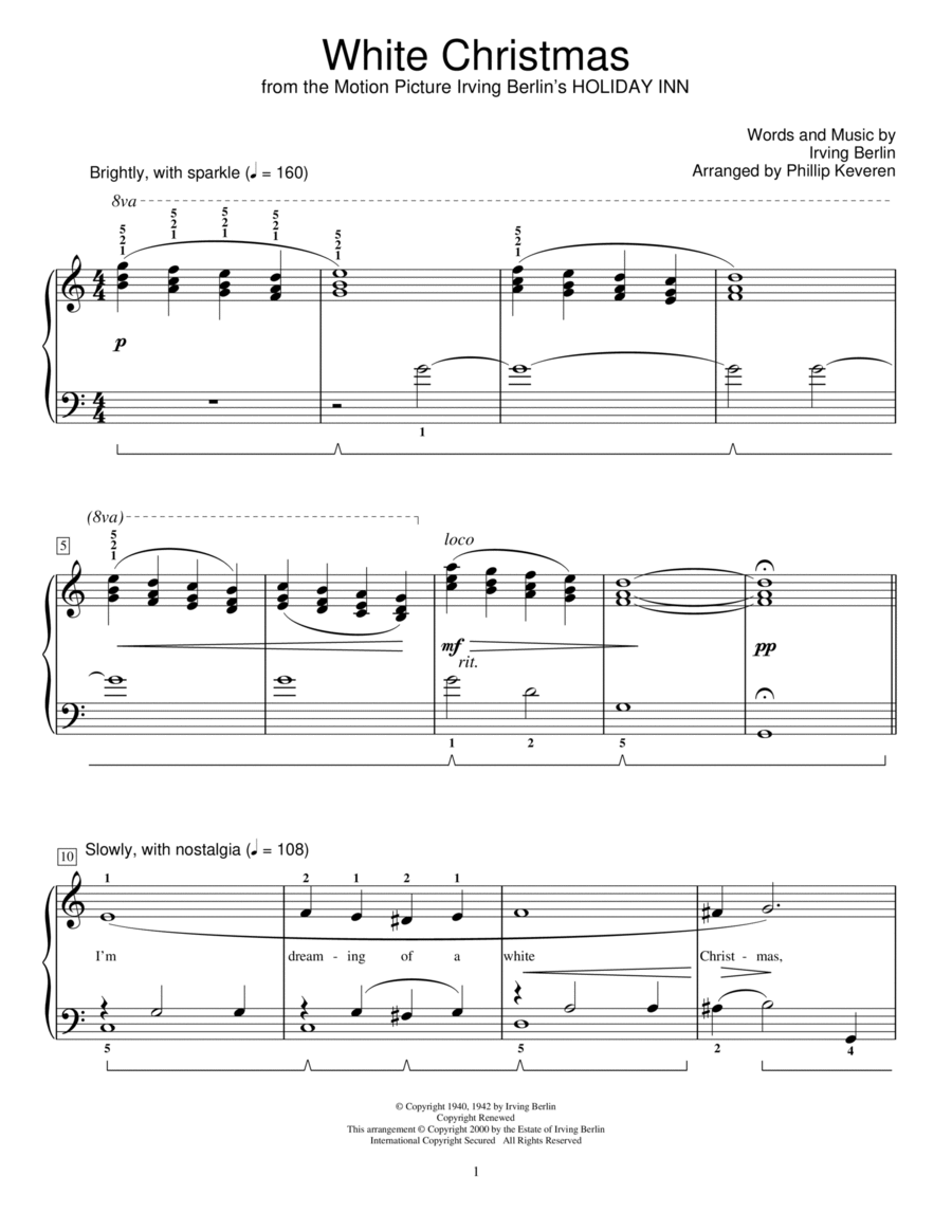 White Christmas (arr. Phillip Keveren) Piano Method scores gallery preview page 1