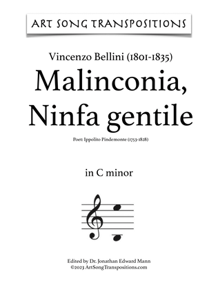 Book cover for BELLINI: Malinconia, Ninfa gentile (transposed to C minor)