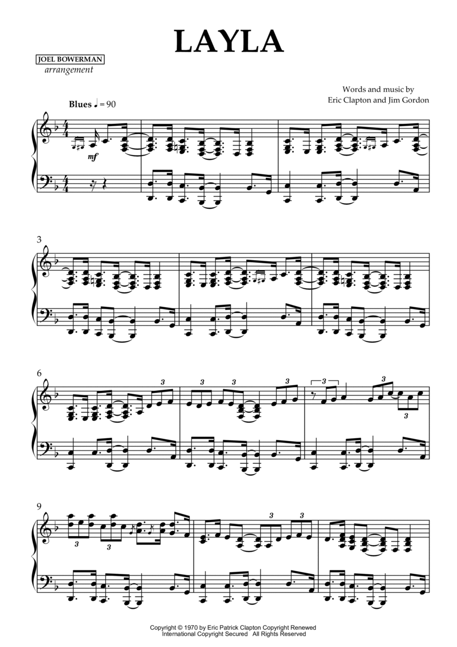Layla Piano Solo scores gallery preview page 1