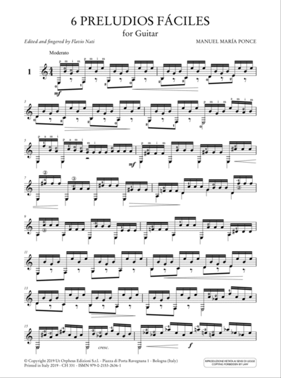 6 Preludios Fáciles for Guitar. New edition based on the autograph manuscript - Foreword by Angelo Gilardino Acoustic Guitar scores gallery preview page 2