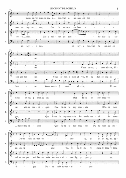 LE CHANT DES OISEUX - C. Janequin - For SATB Choir image number null
