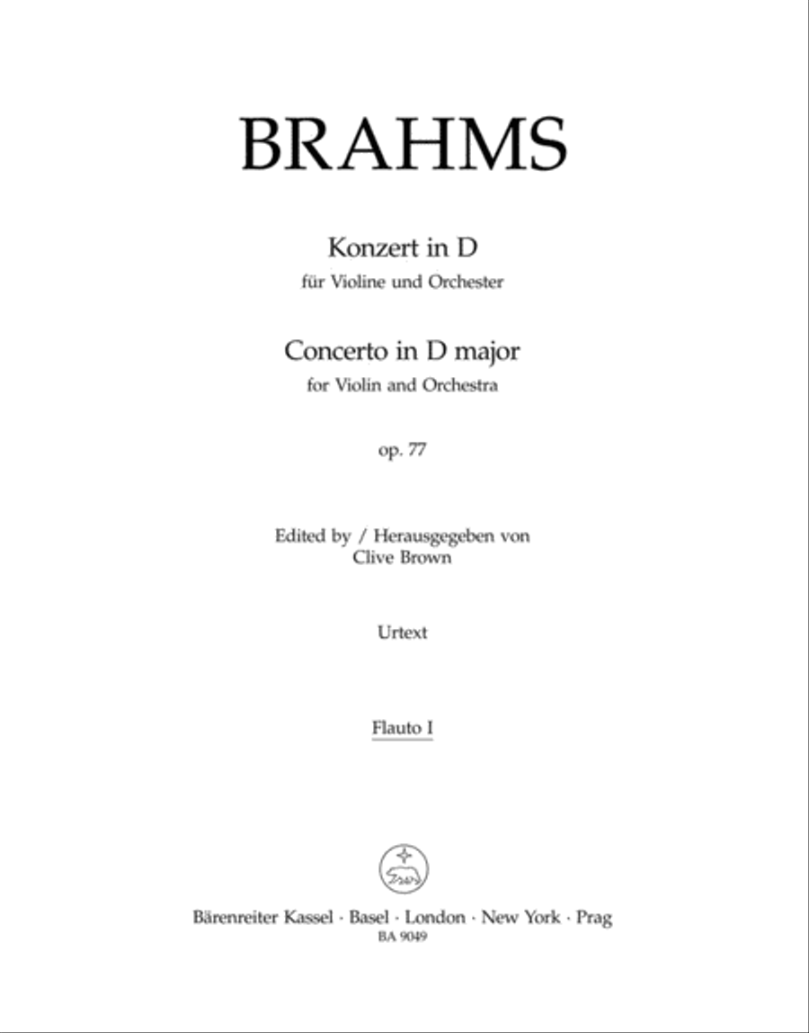 Concerto for Violin and Orchestra in D major, op. 77 by Johannes Brahms Clarinet - Sheet Music