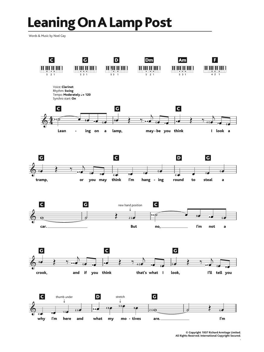 Leaning On A Lamp Post (from Me And My Girl) Piano Solo scores gallery preview page 1