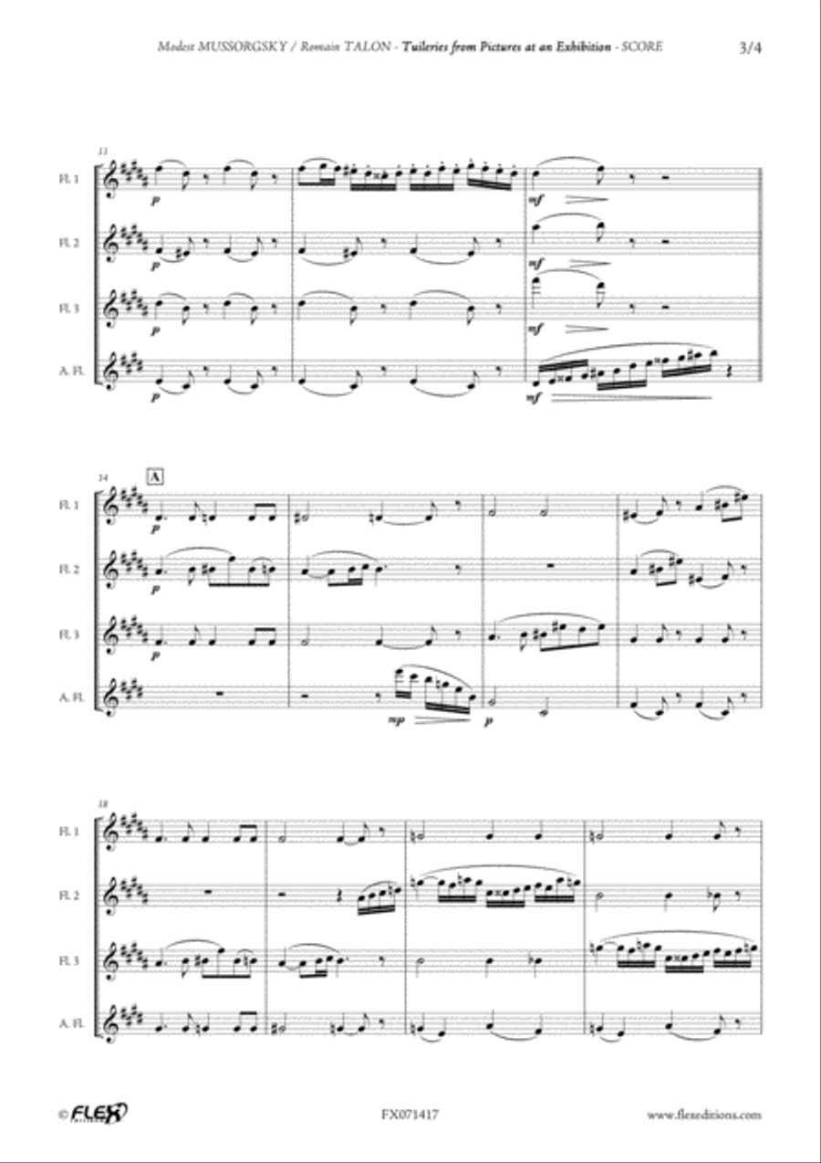 Tuileries from Pictures at an Exhibition Flute Quartet scores gallery preview page 3