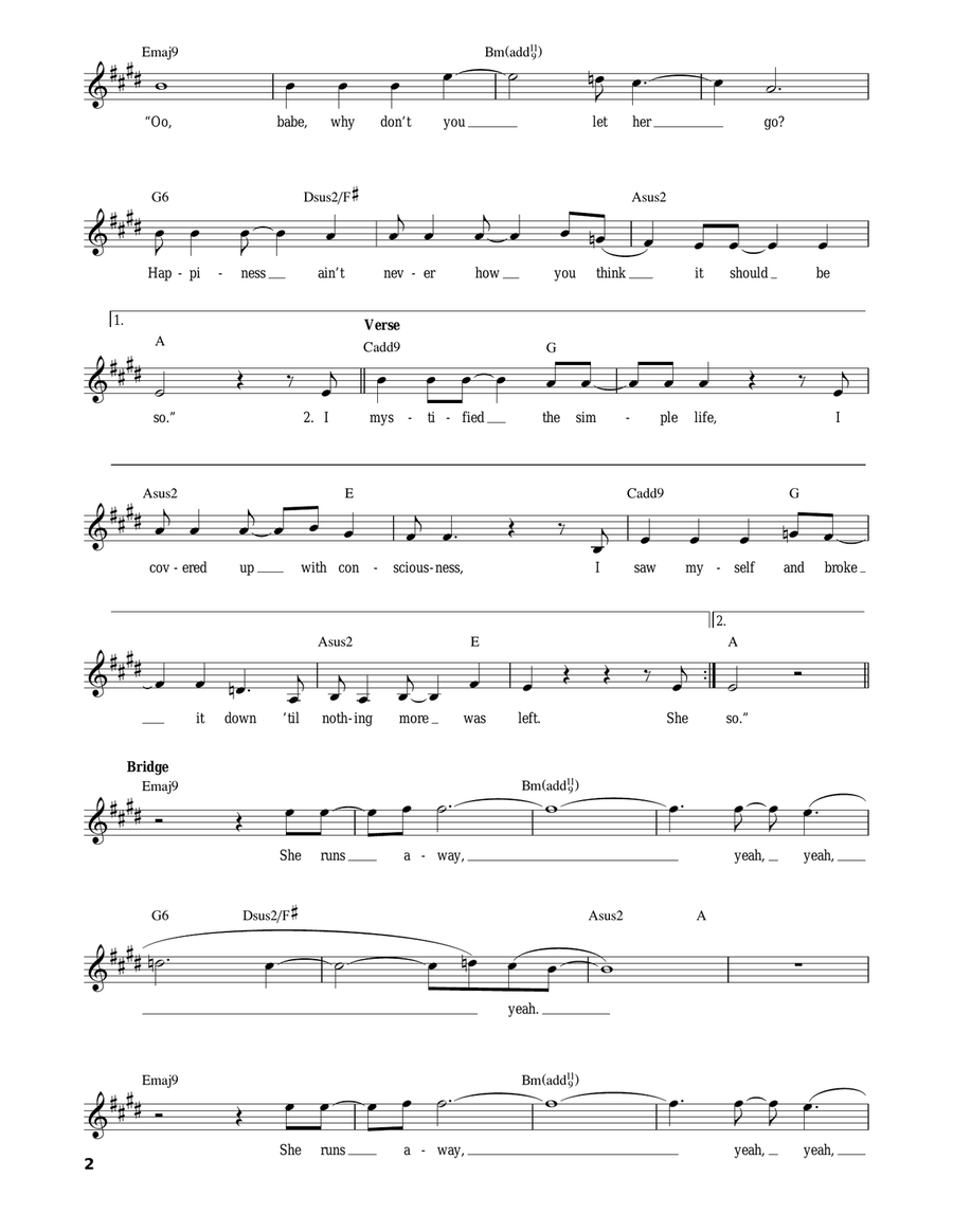 She Runs Away Acoustic Guitar scores gallery preview page 2