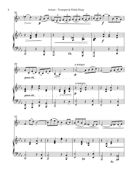 Arioso, Duet for Bb Trumpet & Pedal Harp by Johann Sebastian Bach Trumpet Duet - Digital Sheet Music