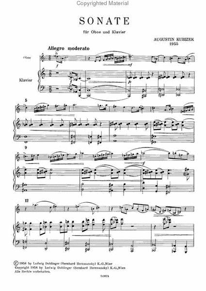 Sonate fur Oboe und Klavier (1955)