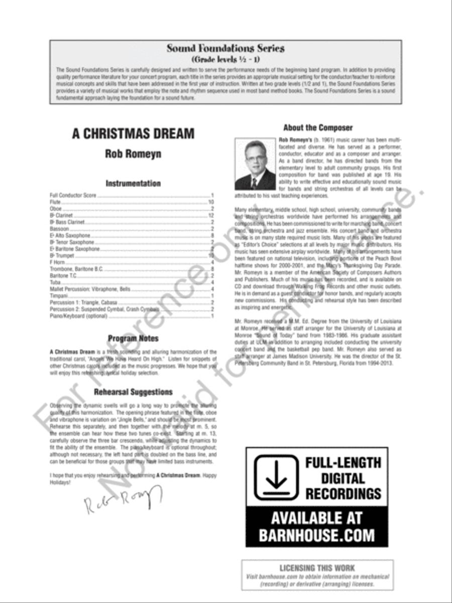 A Christmas Dream A Christmas Dream Concert Band scores gallery preview page 3