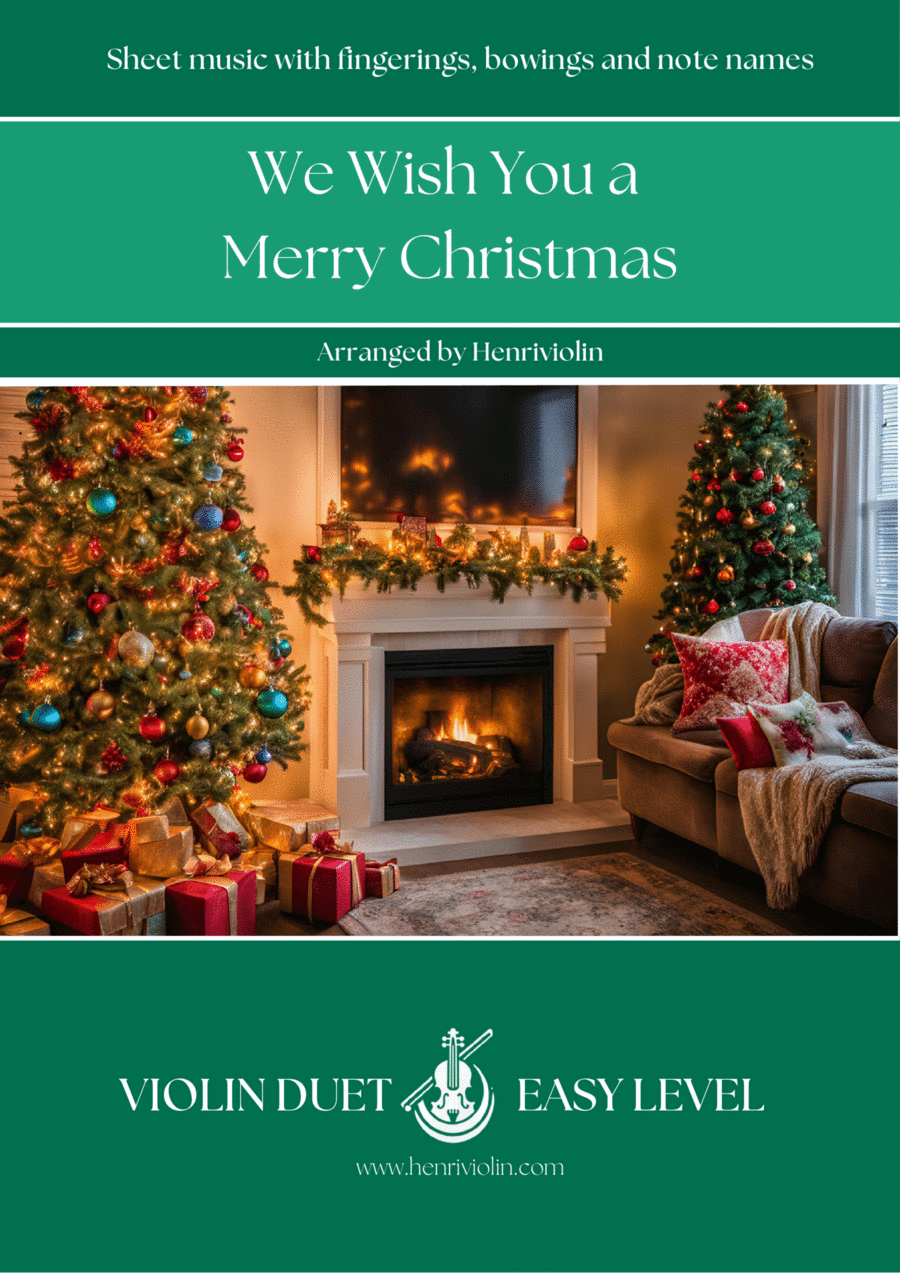 We Wish You a Merry Christmas (VIOLIN DUET - EASY LEVEL) String Duet scores gallery preview page 1