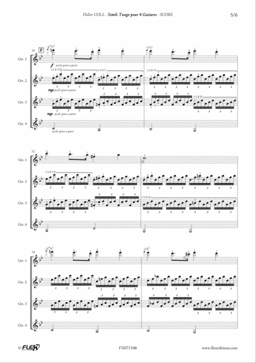 Simili Tango for 4 Guitars Guitar Ensemble scores gallery preview page 5