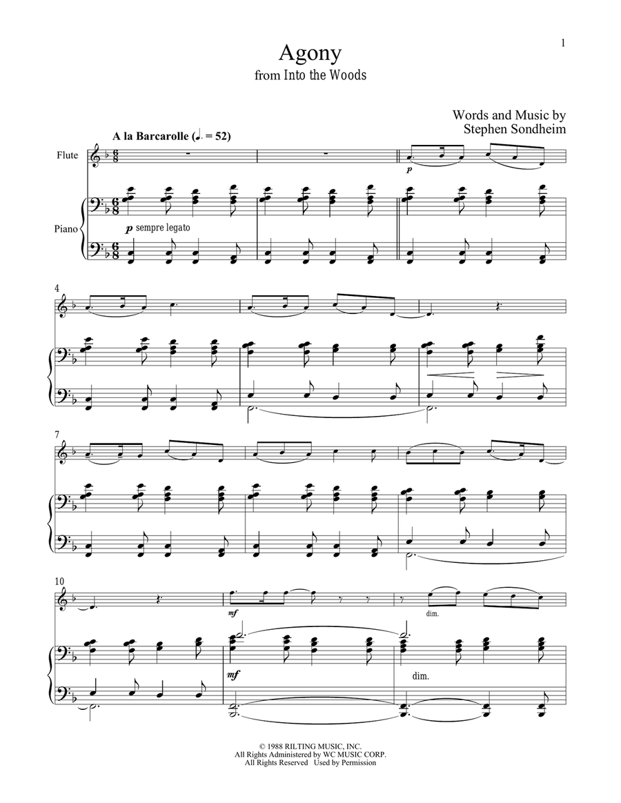 Agony (from Into The Woods) Flute Solo scores gallery preview page 1
