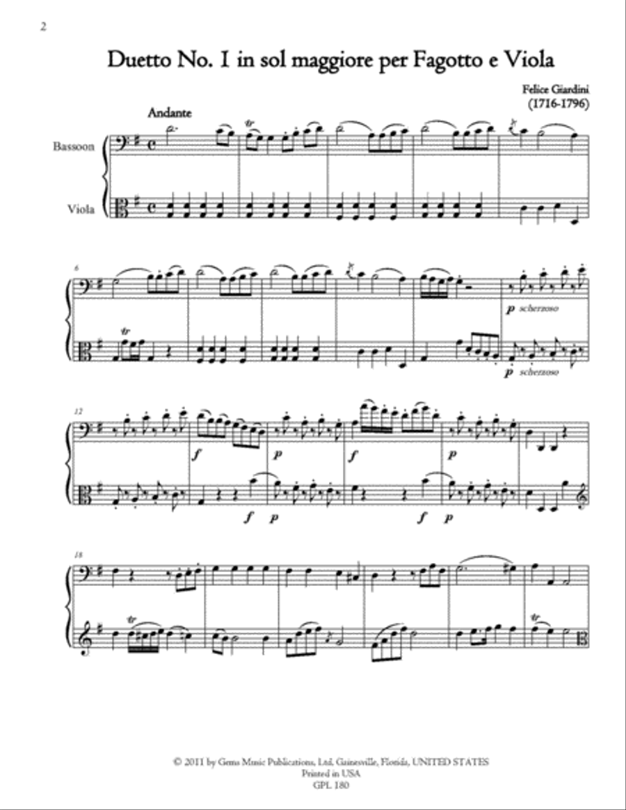 6 Duetti for Bassoon and Viola Bassoon scores gallery preview page 2